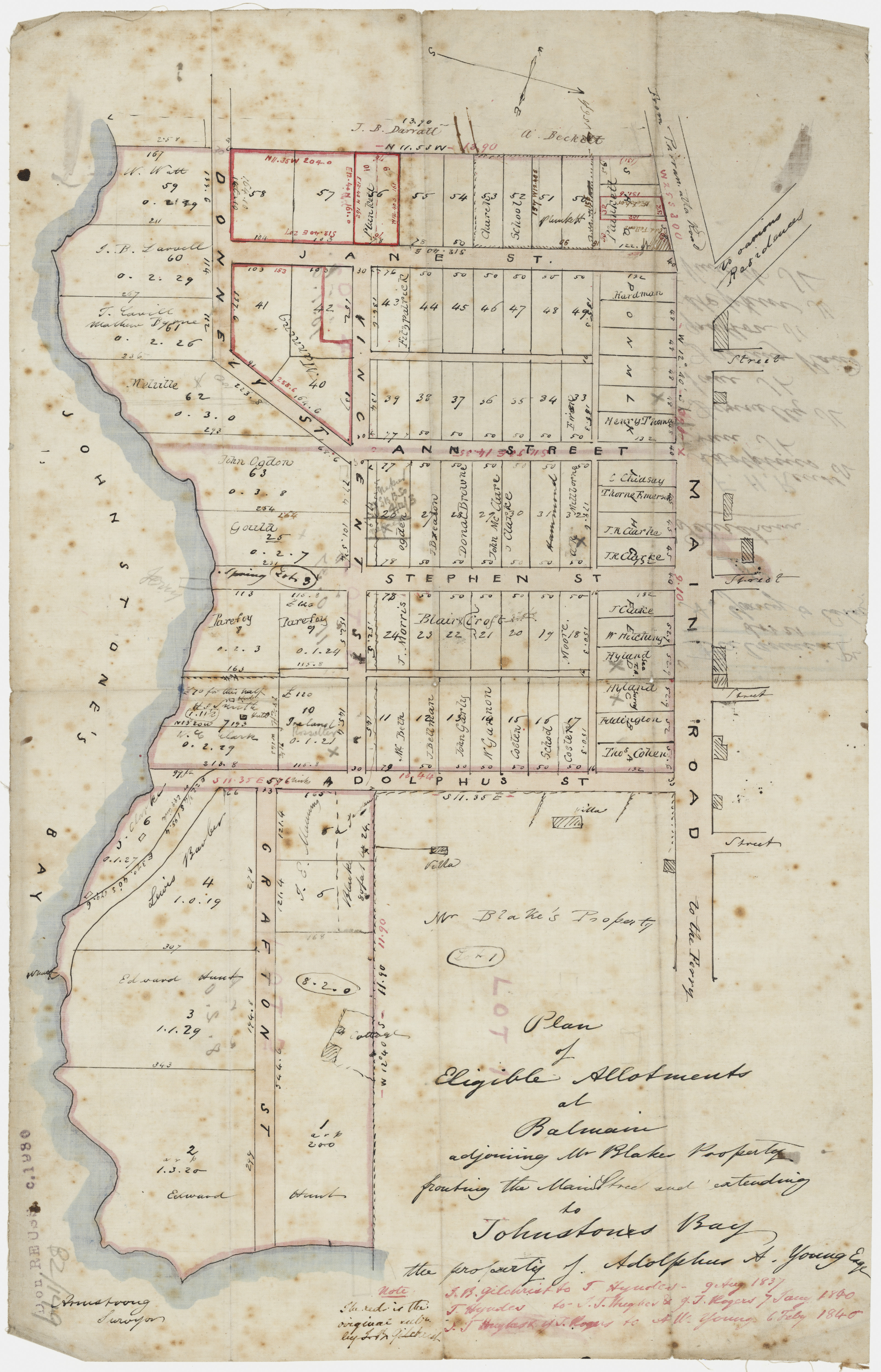 152 - Z:SP:B2:149 - Plan of allotments adjoining Mr Blake's property